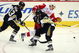 PITTSBURGH - JUNE 02: Sergei Gonchar #55 and Bill Guerin #13 of the Pittsburgh Penguins skate against Marian Hossa #81 of the Detroit Red Wings during Game Three of the 2009 NHL Stanley Cup Finals on June 2, 2009 at Mellon Arena in Pittsburgh, Pennsylvania. (Photo by Jim McIsaac/Getty Images)