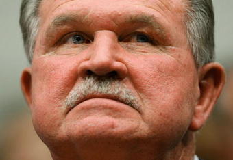 WASHINGTON - JUNE 26:  During a congressional hearing on the National Football League's system for compensating retired players, Hall of Fame tight end and head coach Mike Ditka listens to testimony June 26, 2007 in Washington, DC. Former players and coaches including Ditka, Harry Carson, and Curt Marsh were scheduled to testify during the hearing before a subcommittee of the House Judiciary Committee.  (Photo by Win McNamee/Getty Images)