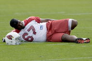 TEMPE, AZ - MAY 1 : Herman Johnson #67 of the Arizona Cardinals stretches during a team minicamp at the team training facility on May 1, 2009 in Tempe, Arizona. (Photo by Jonathan Willey/Getty Images)