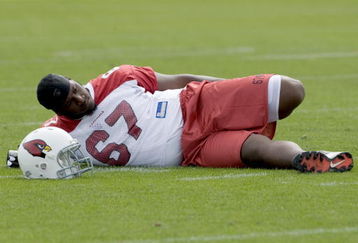 TEMPE, AZ - MAY 1 : Herman Johnson #67 of the Arizona Cardinals stretches during a team minicamp at the team training facility on May 1, 2009 in Tempe, Arizona.  (Photo by Jonathan Willey/Getty Images)