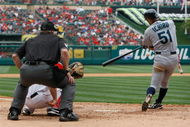 ANAHEIM, CA - MAY 31:  Ichiro Suzuki #51 of the Seattle Mariners hits a double in the eighth inning against the Los Angeles Angels of Anaheim at Angel Stadium on May 31, 2009 in Anaheim, California. The Angels defeated the mariners 9-8. (Photo by Jeff Gross/Getty Images)