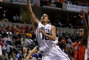 INDIANAPOLIS - MARCH 13:  Talor Battle #12 of the Penn State Nittany Lions drives for a shot attempt against the Illinois Fighting Illini during the Big Ten Men's Basketball Tournament at Conseco Fieldhouse on March 13, 2008 in Indianapolis, Indiana. Illionis won 64-63. (Photo by Jonathan Daniel/Getty Images)