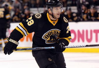 BOSTON - MARCH 31:  Mark Reechi #28 of the Boston Bruins skates against the Tampa Bay Lightning on March 31, 2009 at the TD Banknorth Garden in Boston.  (Photo by Bruce Bennett/Getty Images)
