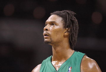 CHARLOTTE, NC - MARCH 16:  Chris Bosh #4 of the Toronto Raptors looks on against the Charlotte Bobcats during their game at Time Warner Cable Arena on March 16, 2009 in Charlotte, North Carolina.  NOTE TO USER: User expressly acknowledges and agrees that, by downloading and/or using this Photograph, user is consenting to the terms and conditions of the Getty Images License Agreement. (Photo by: Streeter Lecka/Getty Images)