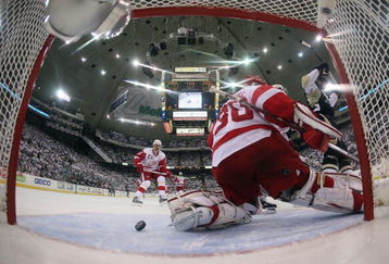 PITTSBURGH - JUNE 04:  Jordan Staal #11 of the Pittsburgh Penguins celebrates after scoring a goal in the second period against goaltender Chris Osgood #30 of the Detroit Red Wings during Game Four of the 2009 NHL Stanley Cup Finals on June 4, 2009 at Mellon Arena in Pittsburgh, Pennsylvania.  (Photo by Bruce Bennett/Getty Images)