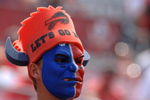 Buffalo Bills fan dressed in team colors watches play   against the Tampa Bay Buccaneers in the second quarter   September 18, 2005 in Tampa.  (Photo by Al Messerschmidt/Getty Images)