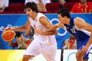 BEIJING - AUGUST 10:  Ricky Rubio #6 of Spain drives on Dimitrios Diamantidis #13 of Greece during the day 2 preliminary game at the Beijing 2008 Olympic Games in the Beijing Olympic Basketball Gymnasium on August 10, 2008 in Beijing, China.  (Photo by Phil Walter/Getty Images)