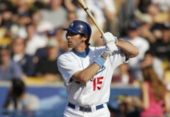 LOS ANGELES - JUNE 20:  Infielder Shawn Green #15 of the Los Angeles Dodgers waits for a New York Yankees pitch during the interleague game at Dodger Stadium on June 20, 2004 in Los Angeles, California.  The Dodgers won 5-4.  (Photo by Streeter Lecka/Getty Images)