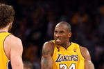 LOS ANGELES, CA - JUNE 04:  Kobe Bryant #24 of the Los Angeles Lakers reacts in the second half with teammate Pau Gasol #16 against the Orlando Magic in Game One of the 2009 NBA Finals at Staples Center on June 4, 2009 in Los Angeles, California. NOTE TO USER: User expressly acknowledges and agrees that, by downloading and or using this photograph, User is consenting to the terms and conditions of the Getty Images License Agreement.  (Photo by Jed Jacobsohn/Getty Images)
