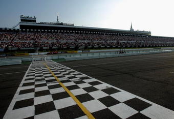LONG POND, PA - JUNE 08:  The finish line awaits Kasey Kahne driver of the #9 Budwiser Dodge at the entry to victory lane after he won the NASCAR Sprint Cup Series Pocono 500 on June 8, 2008 at Pocono International Raceway in Long Pond, Pennsylvania.  (Photo by Doug Pensinger/Getty Images for NASCAR)