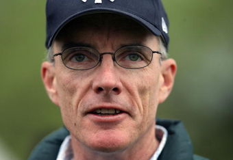 LOUISVILLE, KY - APRIL 28:  Eoin Harty the trainer of Mr. Hot Stuff is pictured during the morning training for the 135th Kentucky Derby at Churchill Downs on April 28, 2009 in Louisville, Kentucky.  (Photo by Andy Lyons/Getty Images)
