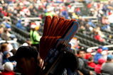 FLUSHING, NY - MARCH 29:  A vendor walks around the stadium selling large fingers during the Georgetown and St. Johns game at Citi Field on March 29, 2009 in the Flushing neighborhood of the Queens borough of New York City. This is the first event to be held at the new Citi Field.  (Photo by Ezra Shaw/Getty Images)