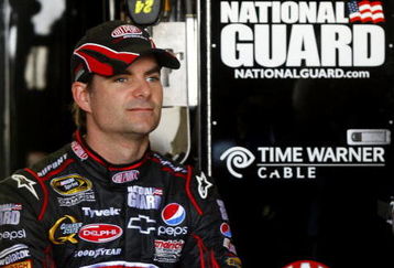 DOVER, DE - MAY 30: Jeff Gordon, driver of the #24 DuPont Chevrolet, sits in the garage during practice for the NASCAR Sprint Cup Series Autism Speaks 400 at Dover International Speedway on May 30, 2009 in Dover, Delaware.  (Photo by Jason Smith/Getty Images for NASCAR)