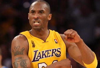 LOS ANGELES, CA - JUNE 04:  Kobe Bryant #24 of the Los Angeles Lakers reacts in the second half against the Orlando Magic in Game One of the 2009 NBA Finals at Staples Center on June 4, 2009 in Los Angeles, California. NOTE TO USER: User expressly acknowledges and agrees that, by downloading and or using this photograph, User is consenting to the terms and conditions of the Getty Images License Agreement.  (Photo by Jed Jacobsohn/Getty Images)