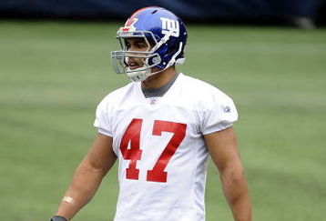 EAST RUTHERFORD, NJ - MAY 09:  Travis Beckum #47 of the New York Giants works out at rookie camp on May 9, 2009 in East Rutherford, New Jersey.  (Photo by Jeff Zelevansky/Getty Images)