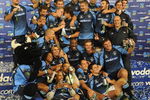 PRETORIA, SOUTH AFRICA - MAY 30: Bulls players celebrate victory after the Super 14 final match between Vodacom Bulls and Chiefs at Loftus Versfeld Stadium on May 30, 2009 in Pretoria, South Africa. (Photo by Lefty Shivambu/Gallo Images/Getty Images)