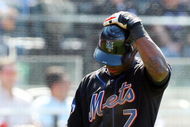NEW YORK - MAY 13:  Jose Reyes #7 of the New York Mets bats against the Atlanta Braves on May 13, 2009 at Citi Field in the Flushing neighborhood of the Queens borough of New York City. The Braves defeated the Mets 8-7 in twelve innings.  (Photo by Jim McIsaac/Getty Images)