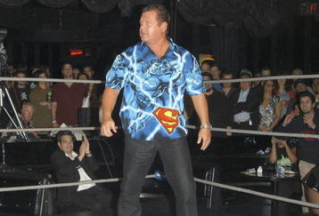 HOLLYWOOD,CA - MAY 16:  (U.S. TABS AND HOLLYWOOD REPORTER OUT)  Wrestler Jerry 'The King' Lawler performs at the The Comedy Store after- show at 'Andy Kaufman: Dead or Alive?'  a celebration and tribute to Andy Kaufman at The House of Blues on May 16, 2004 in Hollywood, California.  (Photo by Stephen Shugerman/Getty Images)