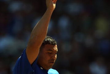CHICAGO - APRIL 17:  Carlos Zambrano #38 of the Chicago Cubs points to the sky during the game against the St. Louis Cardinals on April 17, 2009 at Wrigley Field in Chicago, Illinois. (Photo by Jonathan Daniel/Getty Images) 