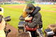 WASHINGTON - JUNE 04: Randy Johnson #51 of the San Francisco Giants hugs his wife Lisa after winning his 300th career game against the Washington Nationals at Nationals Park on June 4, 2009 in Washington, DC. The Giants won the game 5-1. (Photo by Greg Fiume/Getty Images)