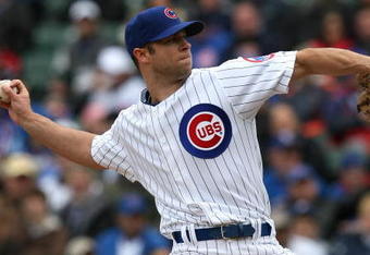 CHICAGO - APRIL 15: Starting pitcher Rich Harden #40 of the Chicago Cubs delivers the ball against the Colorado Rockies on April 15, 2009 at Wrigley Field in Chicago, Illinois. The Rockies defeated the Cubs 5-2. (Photo by Jonathan Daniel/Getty Images)