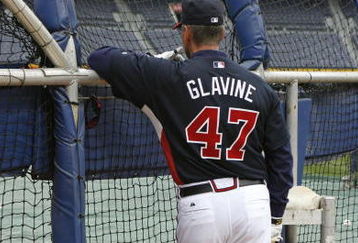 ATLANTA - MARCH 31: Pitcher Tom Glavine #47 of the Atlanta Braves waits for his turn in the batting cage before the game against the Pittsburgh Pirates at Turner Field March 31, 2008 in Atlanta, Georgia.  (Photo by Mike Zarrilli/Getty Images)