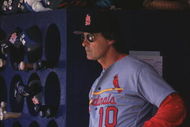 5 May 1996:  Manager Tony LaRussa of the St. Louis Cardinals looks on from the dug out as he watches his Cardinals fall to the San Diego Padres 10-4 at Jack Murphy Stadium in San Diego, California.   Mandatory Credit: Otto Greule/Allsport