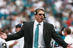 JACKSONVILLE, FL - SEPTEMBER 09:  Head coach Jack Del Rio of the Jacksonville Jaguars protests a call while taking on the Tennessee Titans at Alltel Stadium on September 9, 2007 in Jacksonville, Florida. The Titans defeated the Jaguars 13-10.  (Photo by Doug Benc/Getty Images)