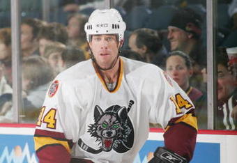 ROSEMONT, IL - DECEMBER 14:  Billy Tibbetts #14 of the Chicago Wolves skates against the San Antonio Rampage at Allstate Arena on December 14, 2005 in Rosemont, Illinois. The Wolves won 4-1.  (Photo by Ross Dettman/Getty Images)