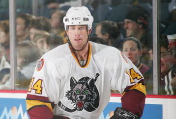 ROSEMONT, IL - DECEMBER 14:  Billy Tibbetts #14 of the Chicago Wolves skates against the San Antonio Rampage at Allstate Arena on December 14, 2005 in Rosemont, Illinois. The Wolves won 4-1.  (Photo by Ross Dettman/Getty Images)