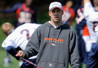 ENGLEWOOD, CO - MAY 03:  Head coach Josh McDaniels of the Denver Broncos oversees practice during minicamp at the Broncos training facility on May 3, 2009 in Englewood, Colorado.  (Photo by Doug Pensinger/Getty Images)