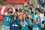 LONDON - OCTOBER 28:  Miami fans cheer on their team during the NFL Bridgestone International Series match between New York Giants and  Miami Dolphins at Wembley Stadium on October 28, 2007 in London, England. This is the first ever regular season NFL match to be played outside of the United States.  (Photo by Richard Heathcote/Getty Images)