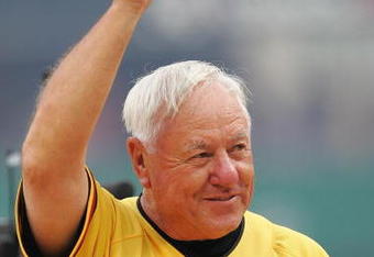 PITTSBURGH - JULY 09:  Bill Mazeroski of the National Team is introduced before the start of the Taco Bell All-Star Legends & Celebrity Softball Game against the American Team at PNC Park on July 9, 2006 in Pittsburgh, Pennsylvania.  (Photo by Jamie Squire/Getty Images)