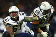 LONDON - OCTOBER 26: Nick Hardwick of San Diego Chargers gives instructions during the Bridgestone International Series NFL match between San Diego Chargers and New Orleans Saints at Wembley Stadium on October 26, 2008 in London, England.  (Photo by Laurence Griffiths/Getty Images)