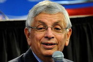 ORLANDO, FL - APRIL 28:  Commissioner David Stern speaks to the media prior to Game Five of the Eastern Conference Quarterfinals between the Philadelphia 76ers and the Orlando Magic during the 2009 NBA Playoffs at Amway Arena on April 28, 2009 in Orlando, Florida. NOTE TO USER: User expressly acknowledges and agrees that, by downloading and/or using this Photograph, user is consenting to the terms and conditions of the Getty Images License Agreement.  (Photo by Sam Greenwood/Getty Images)