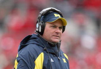 COLUMBUS, OH - NOVEMBER 22: Head coach Rich Rodriguez of the Michigan Wolverines watches the action during the Big Ten Conference game against the Ohio State Buckeyes at Ohio Stadium on November 22, 2008 in Columbus, Ohio.  (Photo by Andy Lyons/Getty Images)