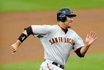 WASHINGTON - JUNE 04:  Travis Ishikawa #10 of the San Francisco Giants rounds third base and scores in the second inning against the Washington Nationals at Nationals Park on June 4, 2009 in Washington, DC.  (Photo by Greg Fiume/Getty Images)