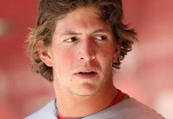PHOENIX - APRIL 15:  Colby Rasmus #28 of the St. Louis Cardinals waits in the dugout during the game against the Arizona Diamondbacks at Chase Field on April 15, 2009 in Phoenix, Arizona. The Cardinals defeated the Diamondbacks 12-7.  (Photo by Christian Petersen/Getty Images)