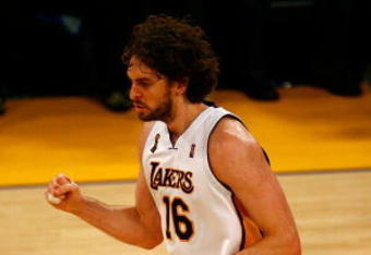 LOS ANGELES, CA - JUNE 07:  Pau Gasol #16 of the Los Angeles Lakers walks to the bench during overtime against the Orlando Magic in Game Two of the 2009 NBA Finals at Staples Center on June 7, 2009 in Los Angeles, California. NOTE TO USER: User expressly acknowledges and agrees that, by downloading and or using this photograph, User is consenting to the terms and conditions of the Getty Images License Agreement.  (Photo by Jeff Gross/Getty Images)