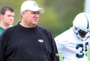 FLORHAM PARK, NJ - MAY 02:  Head coach Rex Ryan of the New York Jets walks on the field during minicamp on May 2, 2009 at the Atlantic Health Jets Training Center in Florham Park, New Jersey.  (Photo by Jim McIsaac/Getty Images)