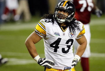 TAMPA, FL - FEBRUARY 01:  Safety Troy Polamalu #43 of the Pittsburgh Steelers looks on against the Arizona Cardinals during Super Bowl XLIII on February 1, 2009 at Raymond James Stadium in Tampa, Florida.  (Photo by Kevin C. Cox/Getty Images)