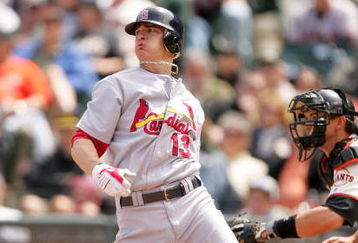 SAN FRANCISCO - MAY 31:  Brendan Ryan #13 of the St. Louis Cardinals bats against the San Francisco Giants at AT&T Park on May 31, 2009 in San Francisco, California.  (Photo by Ezra Shaw/Getty Images)