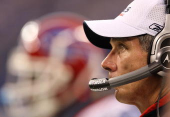 INDIANAPOLIS - AUGUST 24: Head coach Dick Jauron of the Buffalo Bills watches as his team takes on the Indianapolis Colts on August 24, 2008 at Lucas Oil Stadium in Indianapolis, Indiana. (Photo by Jonathan Daniel/Getty Images)