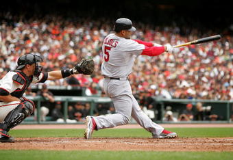 SAN FRANCISCO - MAY 31:  Albert Pujols #5 of the St. Louis Cardinals bats against the San Francisco Giants at AT&T Park on May 31, 2009 in San Francisco, California.  (Photo by Ezra Shaw/Getty Images)