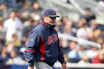 NEW YORK - APRIL 19:  Cleveland Indians manager Eric Wedge walks on to the field to make a pitching change during their game against the Cleveland Indians at Yankee Stadium on April 19, 2009 in the Bronx borough of New York City.  (Photo by Ezra Shaw/Getty Images)