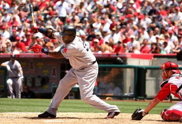 ANAHEIM, CA - MAY 14:  David Ortiz #34 of the Boston Red Sox strikes out swinging with the bases loaded to end the fourth inning against the Los Angeles Angels of Anaheim on May 14, 2009 at Angel Stadium in Anaheim, California.  The Angels won 5-4 in 12 innings.   (Photo by Stephen Dunn/Getty Images)