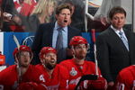 DETROIT - MAY 30:  Head coach Mike Babcock of the Detroit Red Wings yells to his team against the Pittsburgh Penguins during Game 1 of the 2009 Stanley Cup Finals at Joe Louis Arena on May 30, 2009 in Detroit, Michigan.  (Photo by Bruce Bennett/Getty Images)