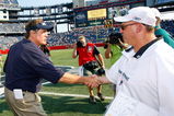 FOXBORO, MA - SEPTEMBER 21: Coach Bill Belichick of the New england Patriots shakes hands with coach Tony Sparano of the Miami Dolphins after a 38-13 Dolphin win at Gillette Stadium on September 21, 2008 in Foxboro, Massachusetts. (Photo by Jim Rogash/Getty Images)