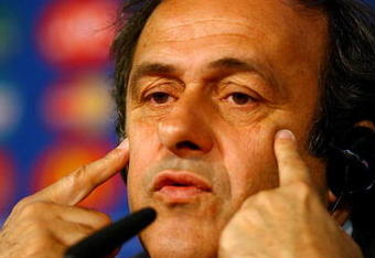 VIENNA, AUSTRIA - JUNE 28:  UEFA President Michel Platini makes his point during the UEFA EURO 2008 tournament review press conference at Ernst Happel Stadion on June 28, 2008 in Vienna, Austria. The UEFA EURO 2008 Final match will be played between Germany and Spain on June 29, 2008.  (Photo by Shaun Botterill/Getty Images)