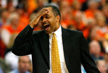 ATLANTA - MARCH 12:  Head coach Paul Hewitt of the Georgia Tech Yellow Jackets reacts to a call during day one against the Clemson Tigers of the 2009 ACC Men's Basketball Tournament on March 12, 2009 at the Georgia Dome in Atlanta, Georgia.  (Photo by Kevin C. Cox/Getty Images)